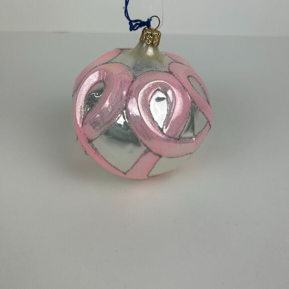 Vintage Blown Glass Pink Ribbons Breast Cancer Ornament Limited Edition with Box - Picture 4 of 13